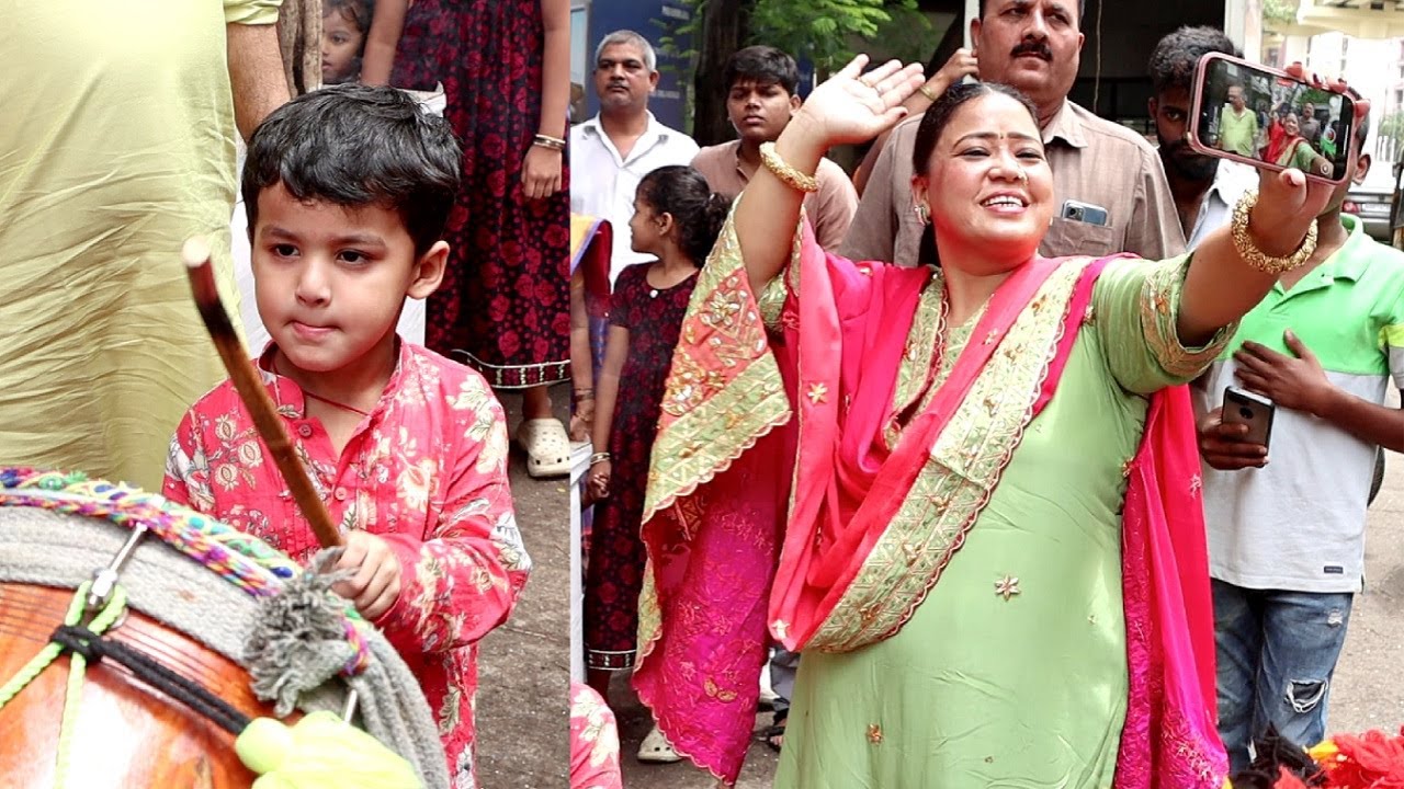 Bharti Singh And Son Golla Dancing On Dhol Takes Ganpati Bappa Home