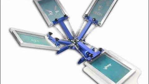 T-Shirt Silk Screen Printer - manual 4 colors 1 station rotary screen printer