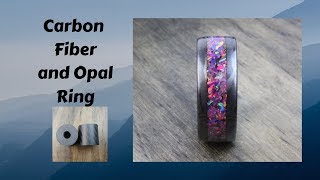 How Its Made - Carbon Fiber - Opal Inlay Ring On A Wood Lathe