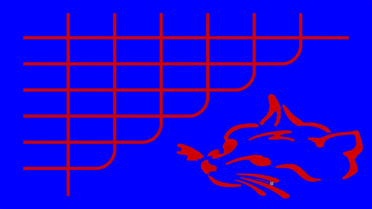 Drawing Red Lines With Blue Ink : Seven red lines drawn with blue ink cross orthogonally