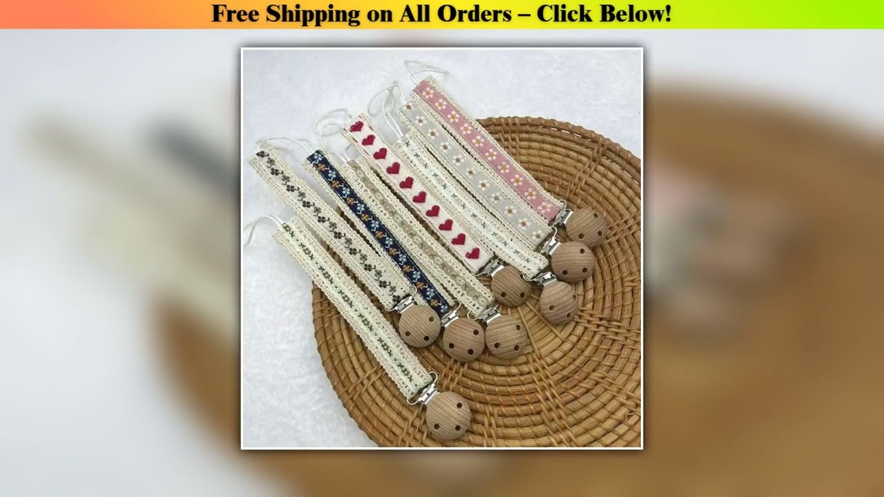 Wooden Baby Pacifier Chain Cute Flower Print Dummy Nipple Holder Guard Teether Pendant Baby Accesso