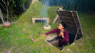 Girl Living Off Grid Built an Underground Villa for a Living, Girl Solo Builder by survival shelter ideas 14,590 views 5 months ago 29 minutes