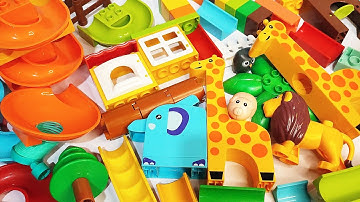 Satisfying Building Blocks coaster Marble Run ASMR Healing TrixTrack Stairs Seesaw Bridge course