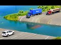 Cars vs deep water x spikes x unfinished road  beamng drive