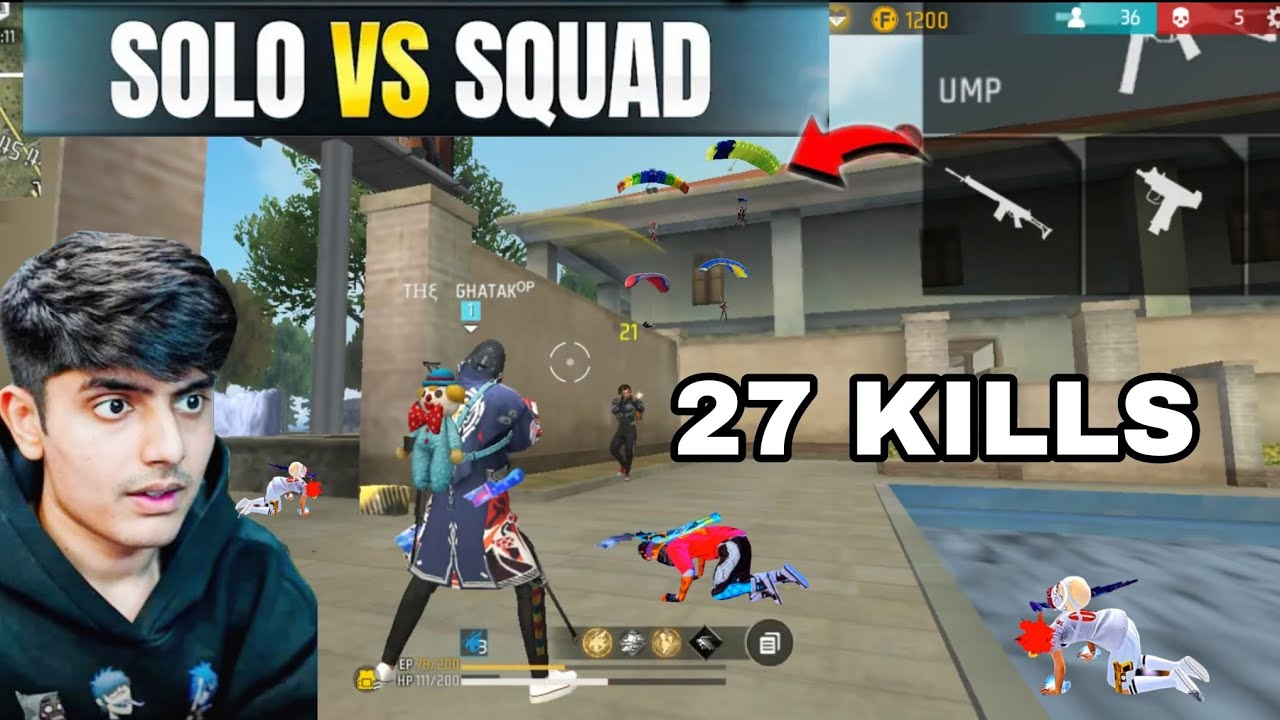 SOLO VS SQUAD 😲 27 KILLS ONLY PEAK 😱 ONLY HEADSHOT GAMEPLAY 😱 WITH ...