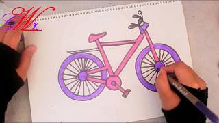 طريقة رسم وتلوين دراجة هوائية | How to draw a bicycle\bike