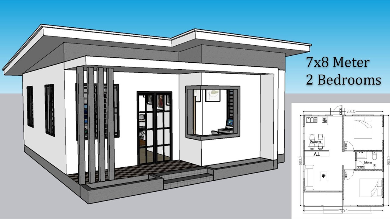 2 Bedrooms Small House Design 7x8 Meter - YouTube