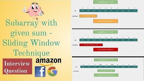 Subarray with given sum | Sliding Window Technique | Amazon Google Facebook interview Question