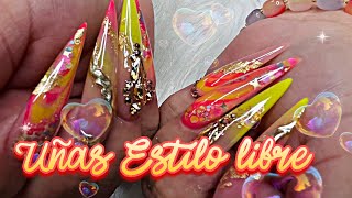 UÑAS ACRÍLICAS | MÍRENME TRABAJAR | UÑAS PUNTIAGUDAS ESTILO LIBRE | MI PRIMER VIDEO EN ESPAÑOL 😬