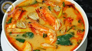 ต้มยำกุ้งน้ำข้น สูตรอร่อยลงตัว สำหรับ1ถ้วย | Creamy Tom Yum Kung - Thai Spicy Soup | ครัวปรุงอร่อย