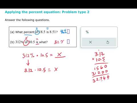 Applying the percent equation - type 2 (ALEKS examples)