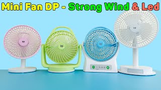Mini Fan DP Led Light  Strong Wind & Super Quiet, Rechargeable Table Fan | Unboxing And Review