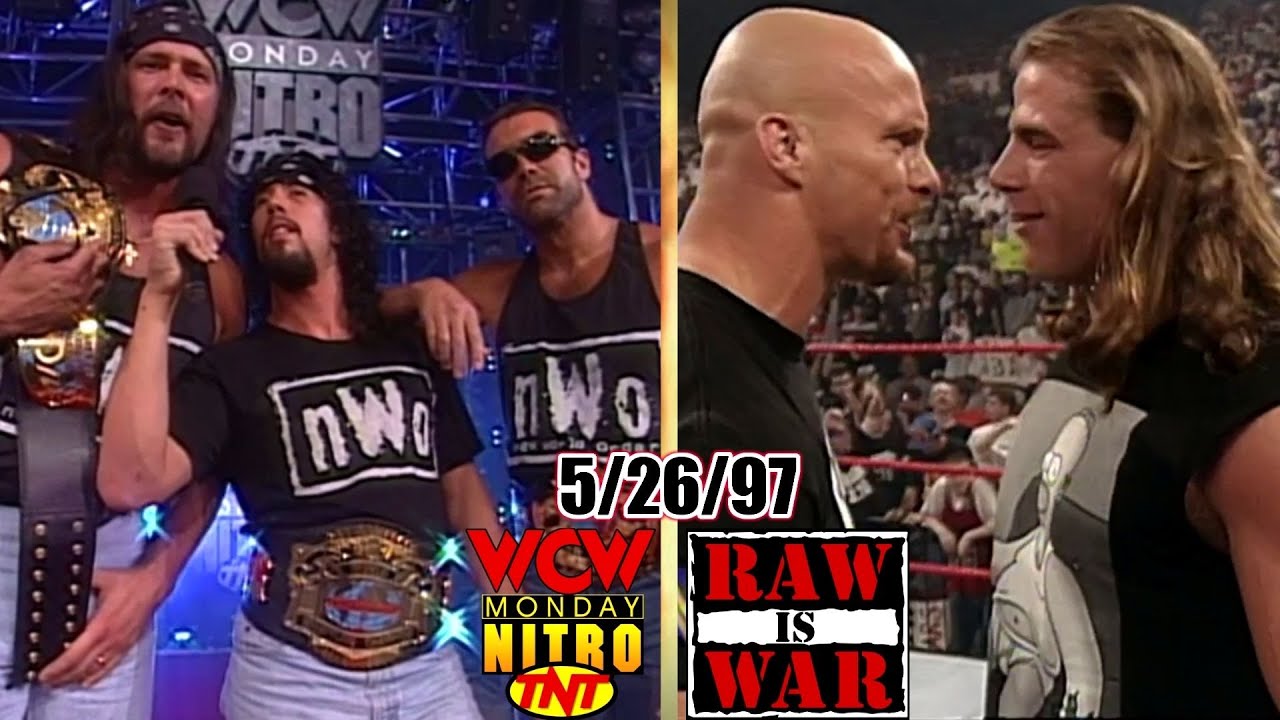 WCW Nitro vs. WWF RAW - May 26, 1997 Full Breakdown - Sting/Hogan - Michaels/Austin vs Owen/Bulldog