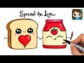 How to draw toast and jam  cute food pun art