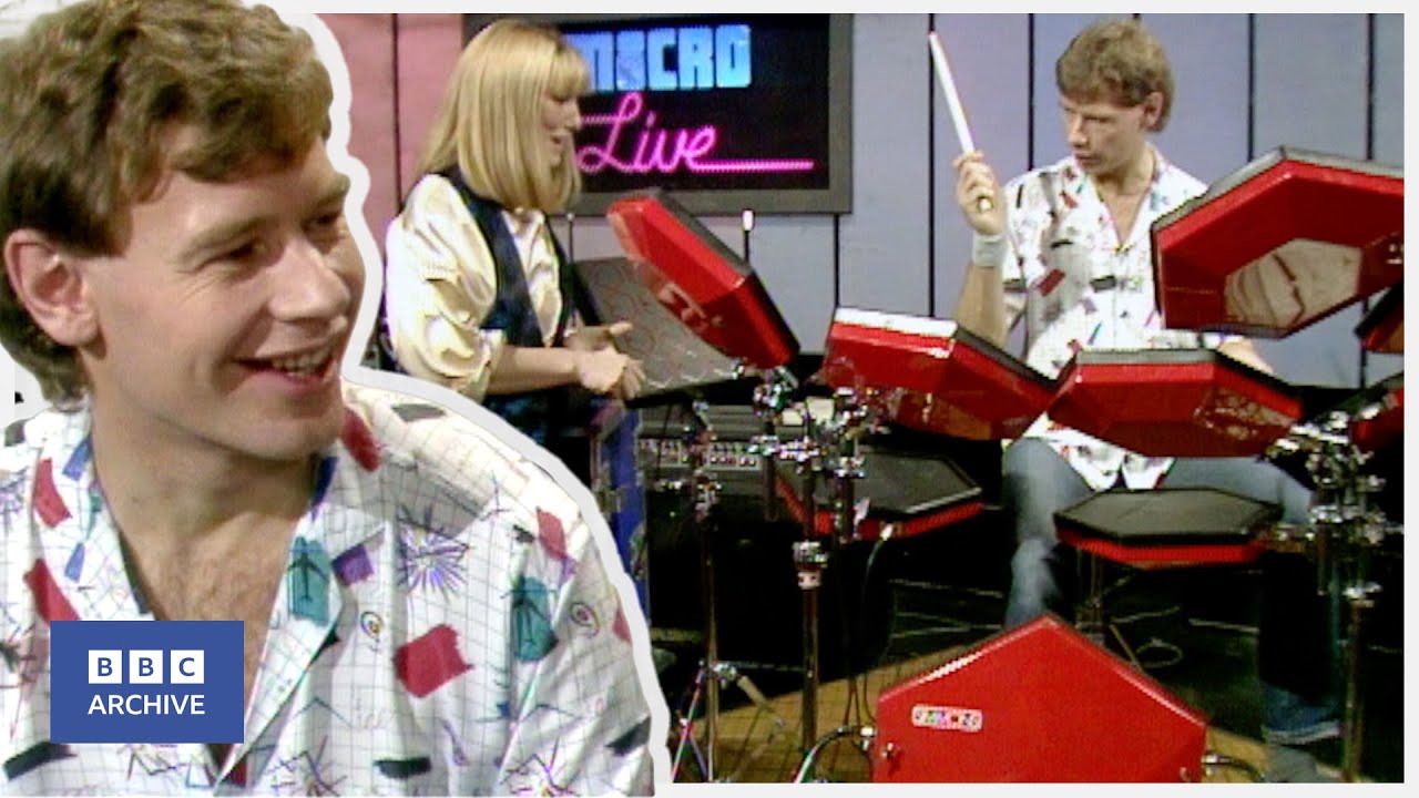 1984 BILL BRUFORD on the SIMMONS ELECTRONIC DRUM KIT  Micro Live  Retro Tech  BBC Archive
