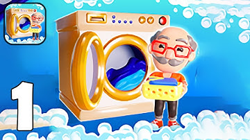 Laundry Rush Idle Game - Part 1 Laundry Rush Manager Shop - Gameplay Walkthrough(iOS, Android)