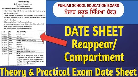 PSEB Date Sheet || Reappear Compartment Exam || Pseb News Today || Practical Date Sheet 2022