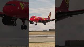 Ferrari F1 Touchdown | FlyByWire A320neo Ferrari Livery Landing at Abu Dhabi | MSFS 2020 #shorts