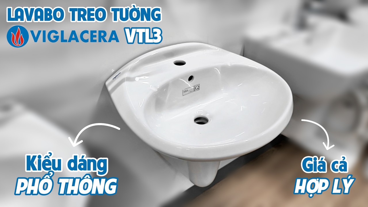 Chậu lavabo treo tường chân lửng Viglacera VTL3+VI5