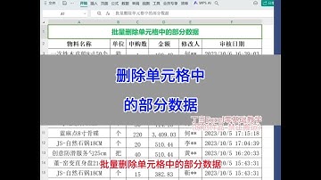批量删除单元格中的部分数据。#wps #excel #电脑
