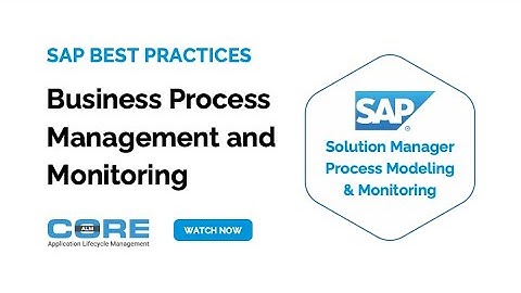 How to Use SAP Solution Manager to Manage, Model and Monitor your Business Processes