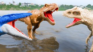 T-REX Vs INDOMINUS REX Vs MOSASAURUS 🦖 Jurassic World Movie Stop Motion