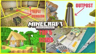 Minecraft PE - TOP 5 BEST SEEDS ! Outpost IN Clouds, TRIPLE Dungeon & MORE | MCPE 1.12