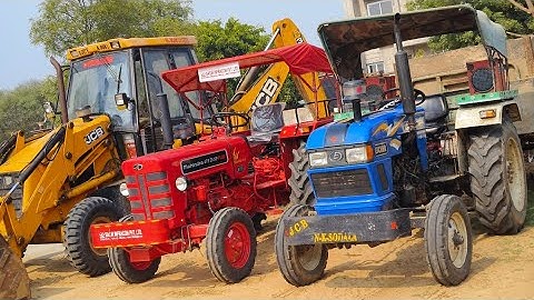 JCB 3dx Eco Mahine Tractor Stuck Loading Mud in Trolley Mahindra 475, Eicher 380, Swaraj 855, Kubota