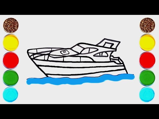 very easy , how to draw speed boat Color Design / drawing and coloring for  kids, toddlers 