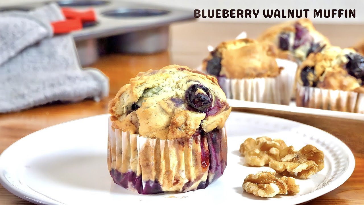 BLUEBERRY WALNUT MUFFIN🧁【best combination! Easy Moist Crunchy Muffins