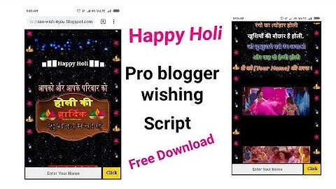Happy Holi pro wishing script ।। Holi php wishing script for blogger free download।।
