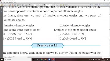 parallel lines and transversal # practice set 2.1 # std  8 # lecture video