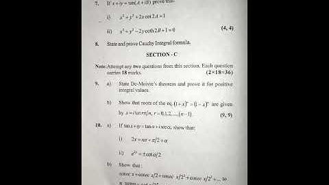 JAMMU University sem 6 Mathematics paper