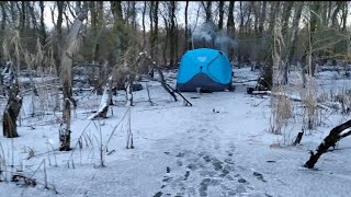 ПЕРВЫЙ ЛЁД. ВДВОЁМ С ЖЕНОЙ НА РЫБАЛКЕ В ПАЛАТКЕ! ОТДОХНУЛИ СУПЕР!