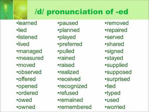 Ed Pronunciation Chart