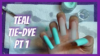 Teal Tie Dye | Glow Acrylic Tapered Square | Pt.1 | Nails By Naia