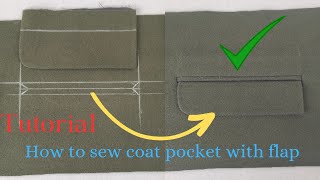 Easy way to sew coat pocket with flap for beginners | Jacket pocket tutorial | #how #pocket #sewing
