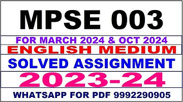 mpse 003 solved assignment 2023-24 | mpse 3 solved assignment in english 2024 | mpse 3 2024