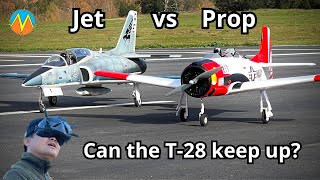 FPV Chase: Prop Plane vs Jet, Can It Keep Up?  E-flite 1.2m T-28 vs Viper 90