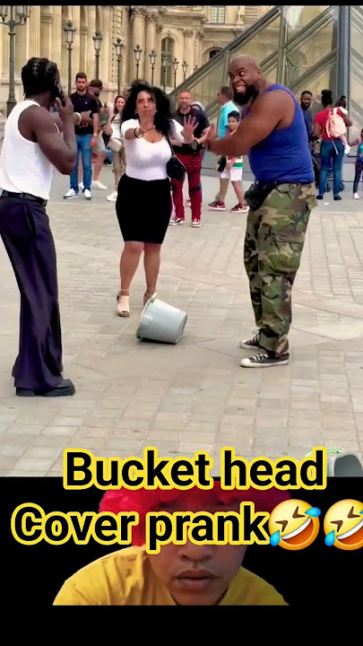 Bucket head cover prank😂 #funny #shorts #prank