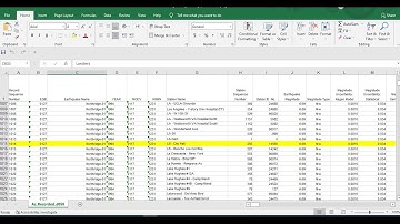 How to get the Excel sheet for earthquake records data.