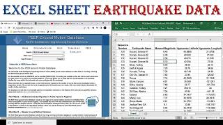 How to get the Excel sheet for earthquake records data.
