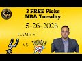 🔥3 Free Sports Betting Picks NBA Tuesday 5-25-2026 Spurs vs Thunder l MLB Rockies vs Dodgers