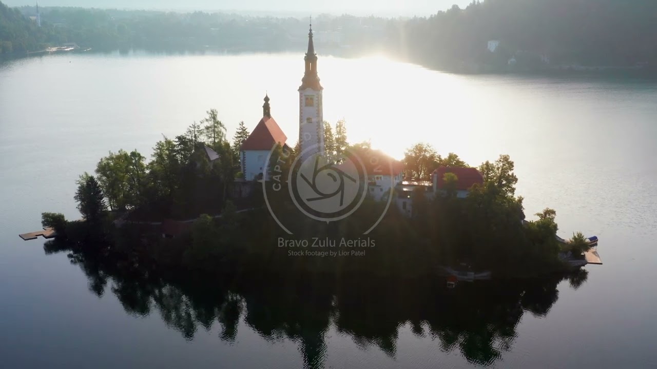 Lake Bled and the Church island of the assumption of Mary, on a beautiful Slovenian summer day