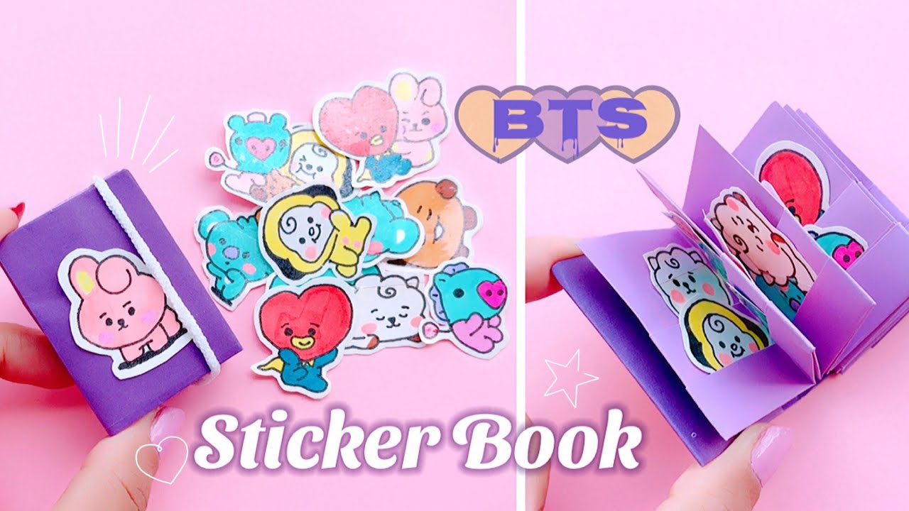 BTS Sticker Book no Glue, no Stapler | Easy way to make Sticker Book #