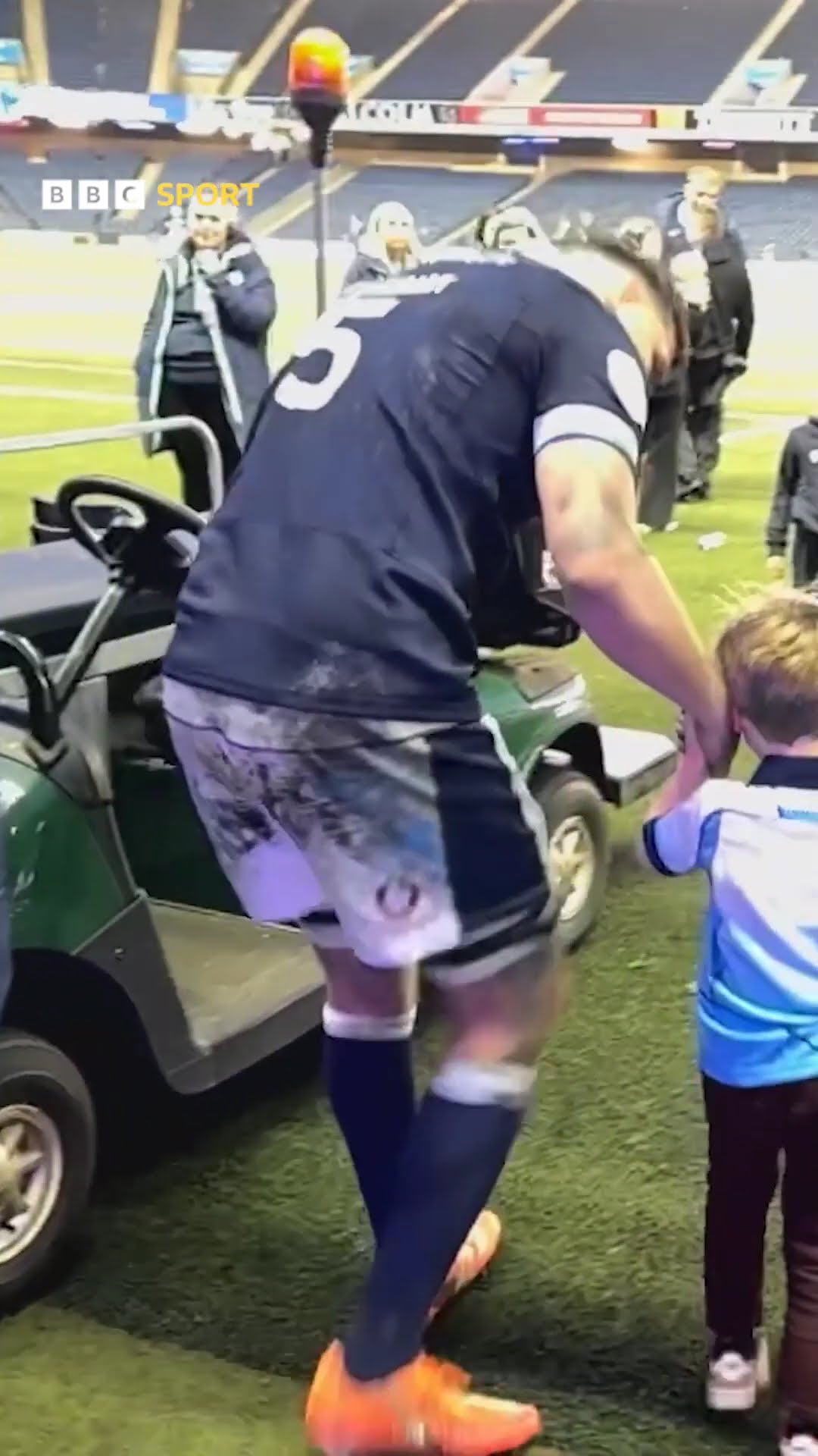 Scottish rugby player Grant Gilchrist walked his son out onto the Murrayfield pitch