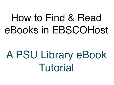 How to Find and Read eBooks in EBSCOhost