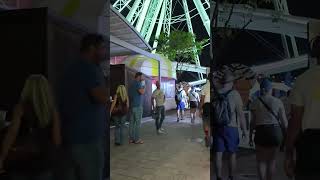 【4K】Strolling Through Miami&#39;s Lively Waterfront at Night with Breathtaking Ferris Wheel Views