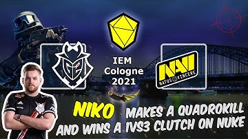G2 vs NAVI: NiKo makes a QuadroKill and wins a 1vs3 clutch on Nuke, IEM Cologne 2021