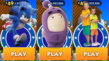 Sonic Dash vs Oddbods Turbo Run vs Vlad and Niki Run - Movie Sonic vs All Bosses All Characters